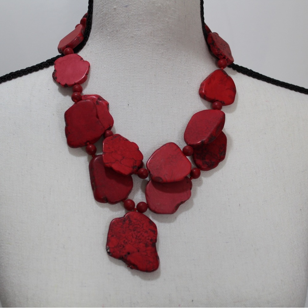 Beautiful Red Statement Necklace - image 1